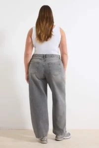 Trendyol Curve Gray High Waist barrel Baggy 100% Cotton Non-Stretch plus size jeans - Image 4