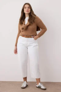 Trendyol Curve White High Waist Plus Size Baggy jeans