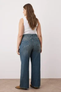 Trendyol Curve More Sustainable Blue Faded Effect Vintage Wash 100% Cotton Wide Leg/Wide Leg jeans - Image 4