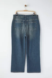 Trendyol Curve More Sustainable Blue Faded Effect Vintage Wash 100% Cotton Wide Leg/Wide Leg jeans - Image 7