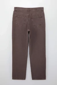 Trendyol Curve Brown Yüksel Waist 90's Straight Fit 100% Cotton Non-Stretch plus size jeans - Image 5