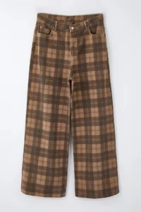 Trendyol Curve Multicolored Plaid Patterned Wide Leg/Wide Leg 100% Cotton Non-Stretch plus size jeans - Image 2