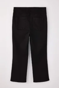 Trendyol Curve Solmayan Black High Waist Wide Leg Flexible Crop Straight Fit Plus Size Pants - Image 7