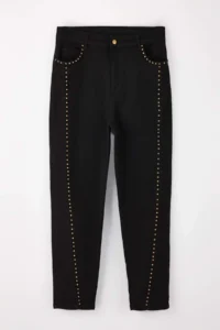 Trendyol Curve Non-fading Black High Waist Trok Detailed Flexible Plus Size Mom jeans - Image 5