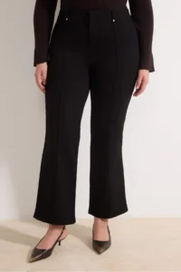 Trendyol Curve Non-fading Black High Waist Rib Detailed Flexible Wideleg/Wide Leg plus size jeans - Image 3