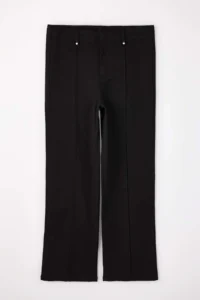 Trendyol Curve Non-fading Black High Waist Rib Detailed Flexible Wideleg/Wide Leg plus size jeans - Image 5