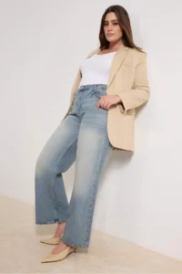 Trendyol Curve Mavi High Waist Wide Leg Wide Leg 100% Cotton plus size jeans - Image 2