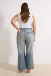 Trendyol Curve Mavi High Waist Wide Leg Wide Leg 100% Cotton plus size jeans - Image 4
