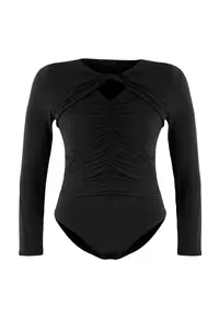Trendyol Curve Black Bottom snaps Knitting Plus Size Bodysuit - Image 5