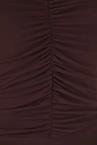 Trendyol Curve Brown Bottom snaps Knitting Plus Size Bodysuit - Image 6