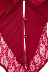 Trendyol Curve Burgundy Lace Detailed Frilly Wireless Lingerie Plus Size Bodysuit - Image 3