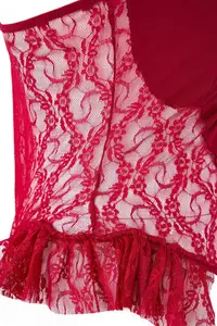 Trendyol Curve Burgundy Lace Detailed Frilly Wireless Lingerie Plus Size Bodysuit - Image 4