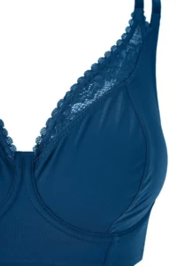 Trendyol Curve Petrol Blue Blue Blue Lace without filling Double Sleeveless underwire Wide Sleeve Closure Bra - Image 4