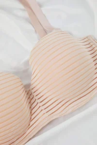 Trendyol Curve Nude Striped Covered Strapless without filling removable Sleeveless Plus Size Bra - Image 3