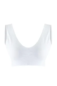 Trendyol Curve White V-neck seamless Without underwire Wireless Flexible bralette Knitting Plus Size Bra - Image 2