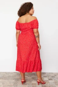 Trendyol Curve Rejection Puantiye Patterned A-line Maxi Size Knitting Plus Size Dress - Image 6
