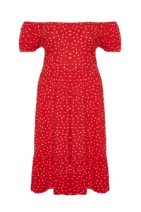 Trendyol Curve Rejection Puantiye Patterned A-line Maxi Size Knitting Plus Size Dress - Image 7