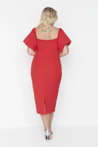 Trendyol Curve Rejection Body-Fitting Weaving Strapless Balloon Sleeve Weaving Dress - Image 5