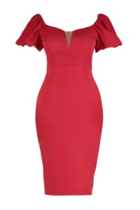 Trendyol Curve Rejection Body-Fitting Weaving Strapless Balloon Sleeve Weaving Dress - Image 6