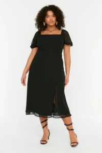 Trendyol Curve Black Weaving slit Dress - Image 2