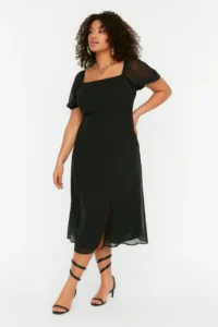 Trendyol Curve Black Weaving slit Dress - Image 3