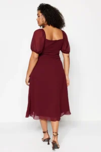 Trendyol Curve Burgundy Weaving slit Dress - Image 5