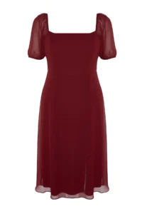 Trendyol Curve Burgundy Weaving slit Dress - Image 6