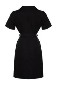 Trendyol Curve Black Belted Weaving buttoned Midi Plus Size Shirt Dress - Image 8