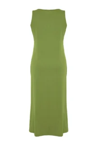 Trendyol Curve Green single jersey Knitting Plus Size Dress - Image 4