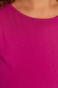 Trendyol Curve Fuchsia shift Crew Neck slit 100% Cotton Maxi/LONG Knitting Dress - Image 3