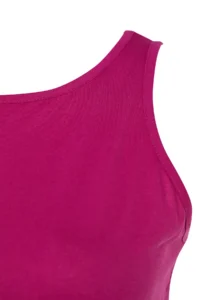 Trendyol Curve Fuchsia shift Crew Neck slit 100% Cotton Maxi/LONG Knitting Dress - Image 7