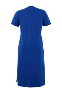 Trendyol Curve Navy Blue V Ykaka slit 100% Cotton Knitting Plus Size Dress - Image 5