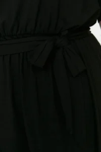 Trendyol Curve Black Belted Knitting Crew Neck 100% Cotton Dress - Image 4