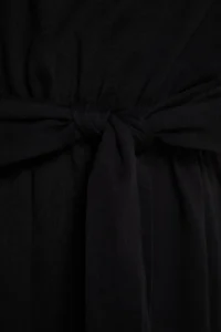 Trendyol Curve Black Belted Knitting Crew Neck 100% Cotton Dress - Image 7