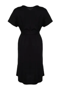 Trendyol Curve Black Belted Knitting Crew Neck 100% Cotton Dress - Image 8
