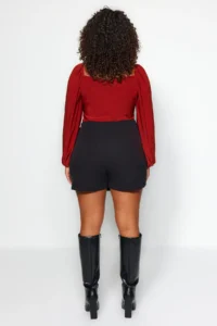 Trendyol Curve Black Weaving Lace Detailed Mini Plus Size Shorts Skirt - Image 6