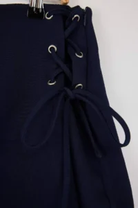 Trendyol Curve Navy Blue Weaving Lace Detailed Mini Plus Size Shorts Skirt - Image 6