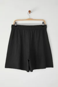 Trendyol Curve Black Elastic Waist Plus Size Knitting Shorts - Image 8
