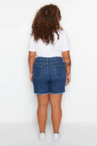 Trendyol Curve Buz Mavisi High Waist Flexible skinny denim Shorts & Bermuda - Image 7