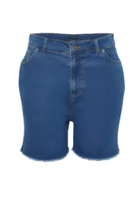 Trendyol Curve Buz Mavisi High Waist Flexible skinny denim Shorts & Bermuda - Image 8