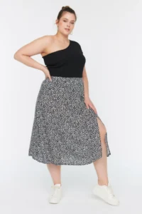 Trendyol Curve Black slit Weaving Viscose Skirt - Image 2