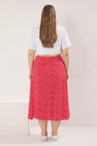 Trendyol Curve Rejection Crispy Floral slit Weaving Midi Viscose Skirt - Image 4