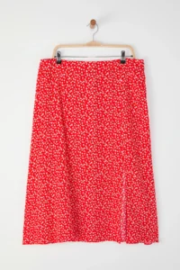 Trendyol Curve Rejection Crispy Floral slit Weaving Midi Viscose Skirt - Image 5