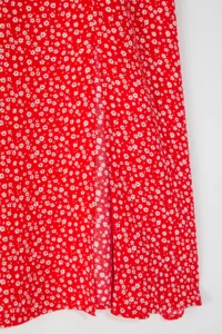 Trendyol Curve Rejection Crispy Floral slit Weaving Midi Viscose Skirt - Image 6