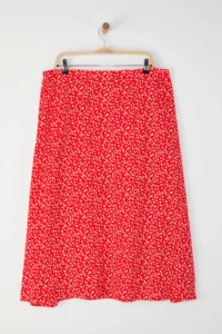 Trendyol Curve Rejection Crispy Floral slit Weaving Midi Viscose Skirt - Image 7