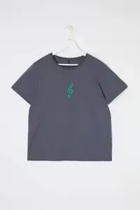 Trendyol Curve Smoke Gray Wide Pattern Embroidery Detailed Knitting Plus Size T-Shirt