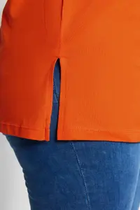 Trendyol Curve Orange relaxed V-neck slit 100% Cotton Knitting T-Shirt - Image 4