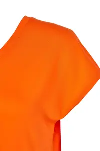 Trendyol Curve Orange relaxed V-neck slit 100% Cotton Knitting T-Shirt - Image 7