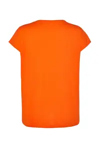 Trendyol Curve Orange relaxed V-neck slit 100% Cotton Knitting T-Shirt - Image 8