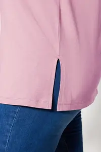 Trendyol Curve Pink relaxed V-neck slit 100% Cotton Knitting T-Shirt - Image 3